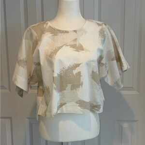 DKNY Top Taupe/Cream Cropped Boxy Top Size S
